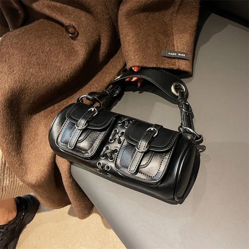 Women's Black Gothic Y2K Handbag Collection Shoulder Handbag Chain Underarm Bag Fashion Vintage Luxury Handbag for Women 2026