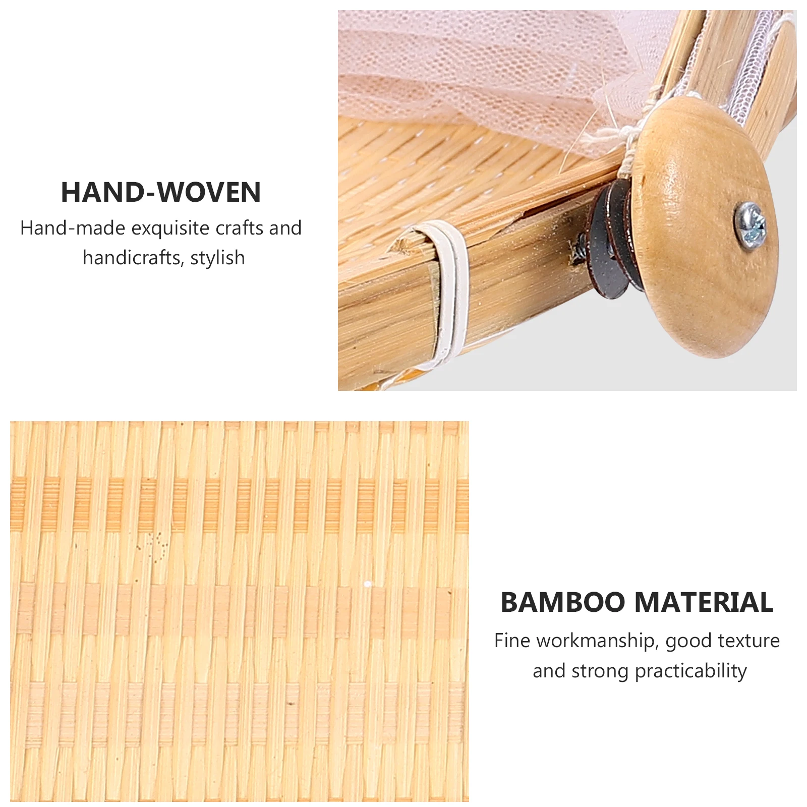 

1pc Bamboo Woven Bread Basket With Lid Handmade Lightweight For Fruit Vegetable Storage Kitchen Organizer Pastry Snack Holder