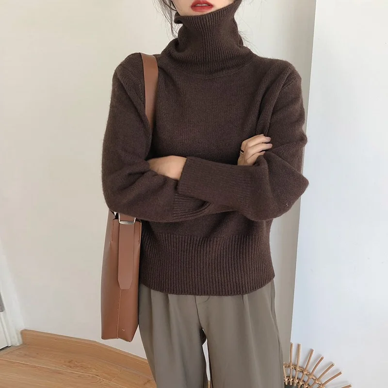 Autumn Winter Women Knitted Turtleneck Wool Sweaters Jumper 2023 New Fashion Casual Basic Pullover Batwing Long Sleeve Loose Top