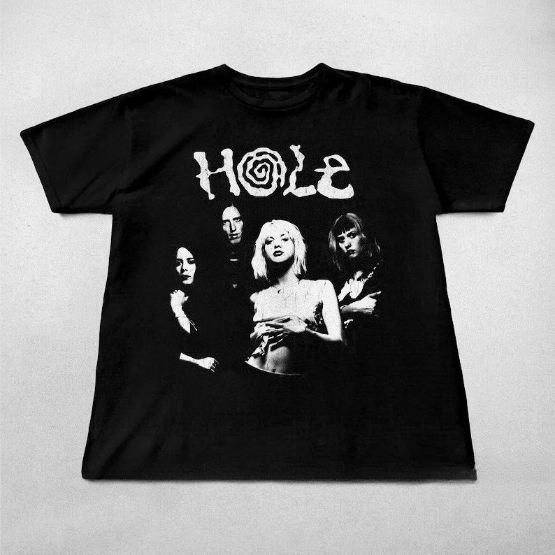 Hole Band Unisex Cotton Short Sleeve T-shirt 90s Band Graphic Metal Rock Aesthetic Men Women Harajuku Y2K Streetwear Tee Tops