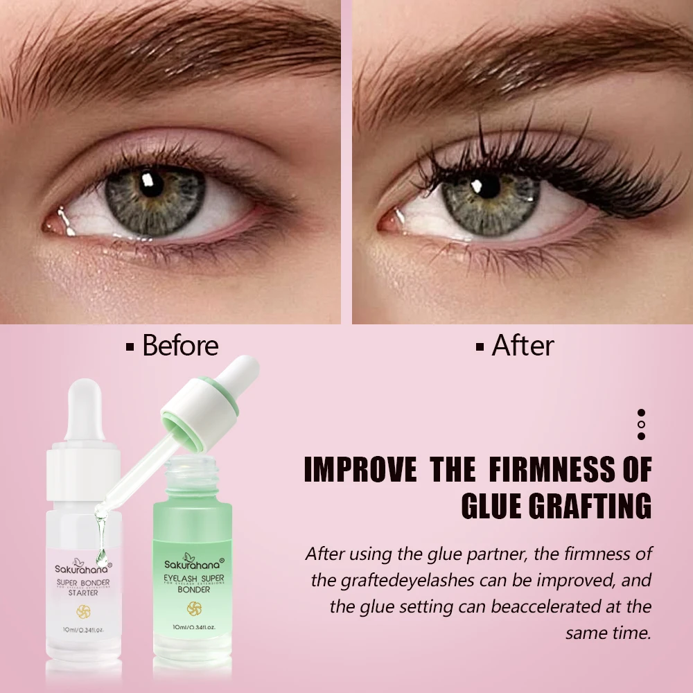 SAKURAHANA 10 ml Super Bonder Fixiermittel für Wimpernverlängerungen, Grundierung für langlebige Wimpern, Kleber für Wimpern-Make-up