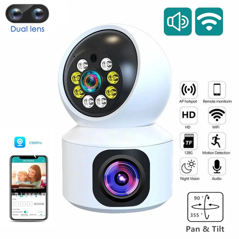 

V380 Pro Dual Lens Security Camera Color Night Vision Auto Tracking 4MP Wireless Indoor WIFI MINI Camera