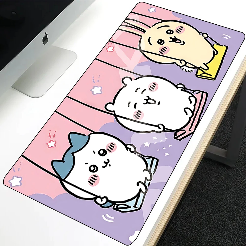 Anime Chiikawaes podkładka pod mysz druk HD gracze komputerowe blokująca krawędź antypoślizgowa podkładka pod mysz XXL90x40cm klawiatura podkładka