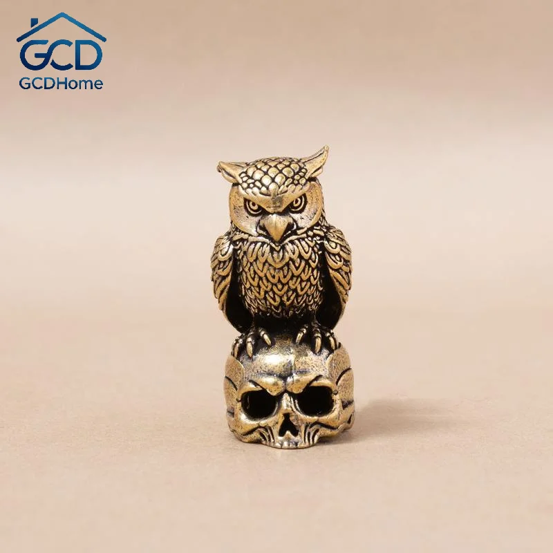 Owl Brass Ornament Handmade Creative Small Craft Distinctive Boho Style Decor for Home Office Desk Unique Gift for All Occasion