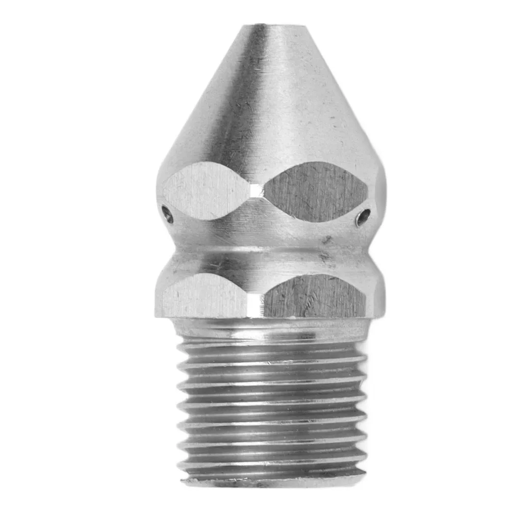 Durable G1/4in Male Thread Pipe Cleaning Nozzle Stainless Steel 4 Hole Sewer Cleaning Nozzle Drain Sewer Wash Jet Sewer Cleaning