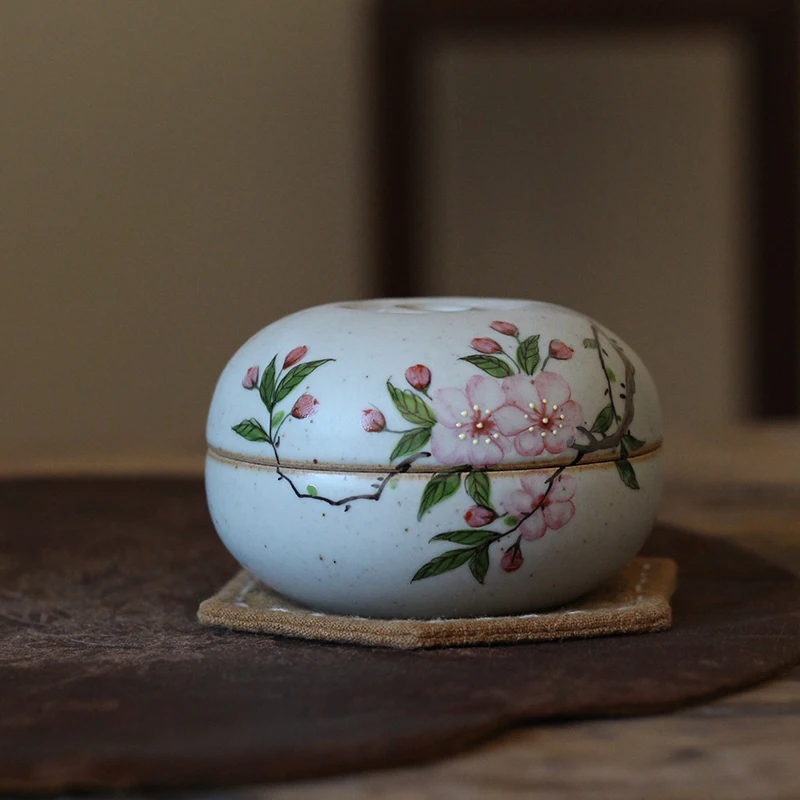 

Hand-painted wisteria ceramic aromatherapy stove, retro Chinese style antique sandalwood stove