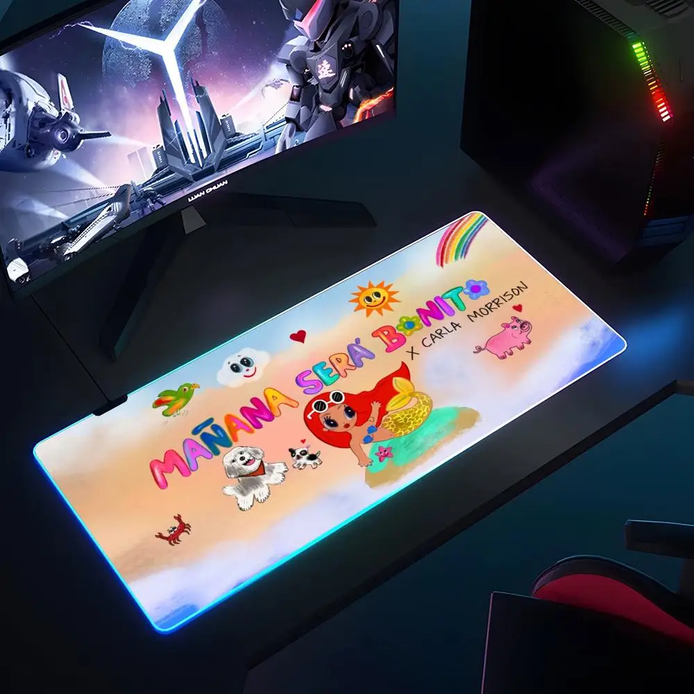 Karol G Muismat Rgb Lichtgevende 700X400Mm Grote Tafel Pad Gecodeerd Anti Slip Super Grote Muismat