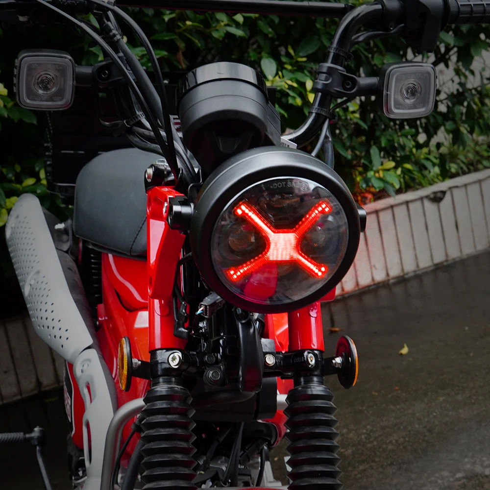 5,75-дюймовая дымчато-черная красная светодиодная фара DRL X-Style для CT125 JA65 2023+ Plug & Play DOT/ECE