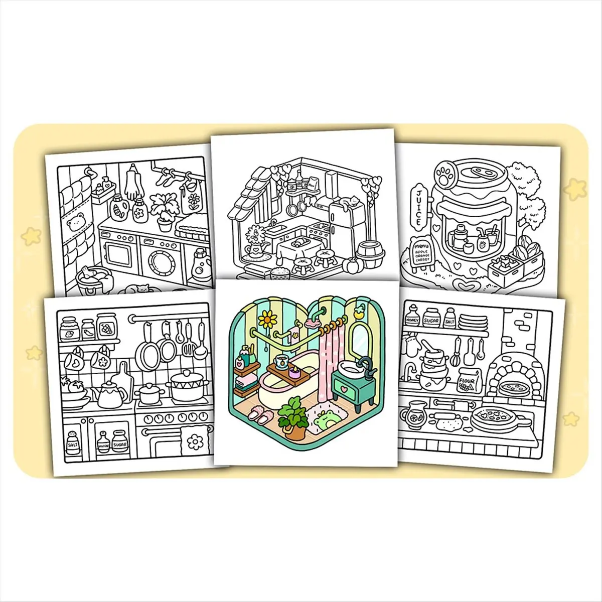 REST Little Corner: Coloring Book for Adults and Teens Super Cute Design of Cozy Hygge Spaces for Relaxation Spaces Coloring