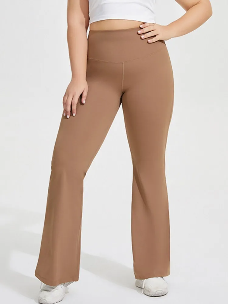 

L-4XL Большие размеры, женские супер мягкие расклешенные брюки с высокой талией, леггинсы с контролем живота, мягкие расклешенные брюки для бега