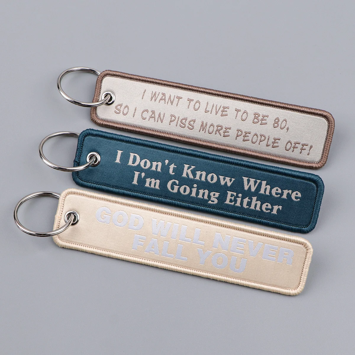 Warning Quotes Embroidery Key Fobs Biker Key Tags Keychains for Women Men Car Keyring Cosplay Accessories Chaveiro Gift