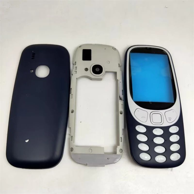 For Nokia 3310 (2G Version)  Full housing front face cover middle + back battery door cover with English keypad