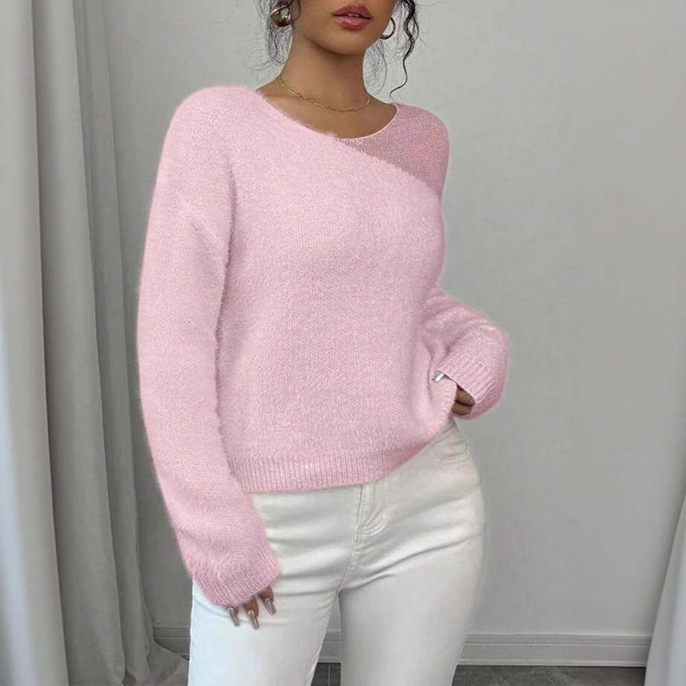 

Women's Long Sleeve Crew Neck Sweater Solid Color Autumn Fashion Basic Daily Top