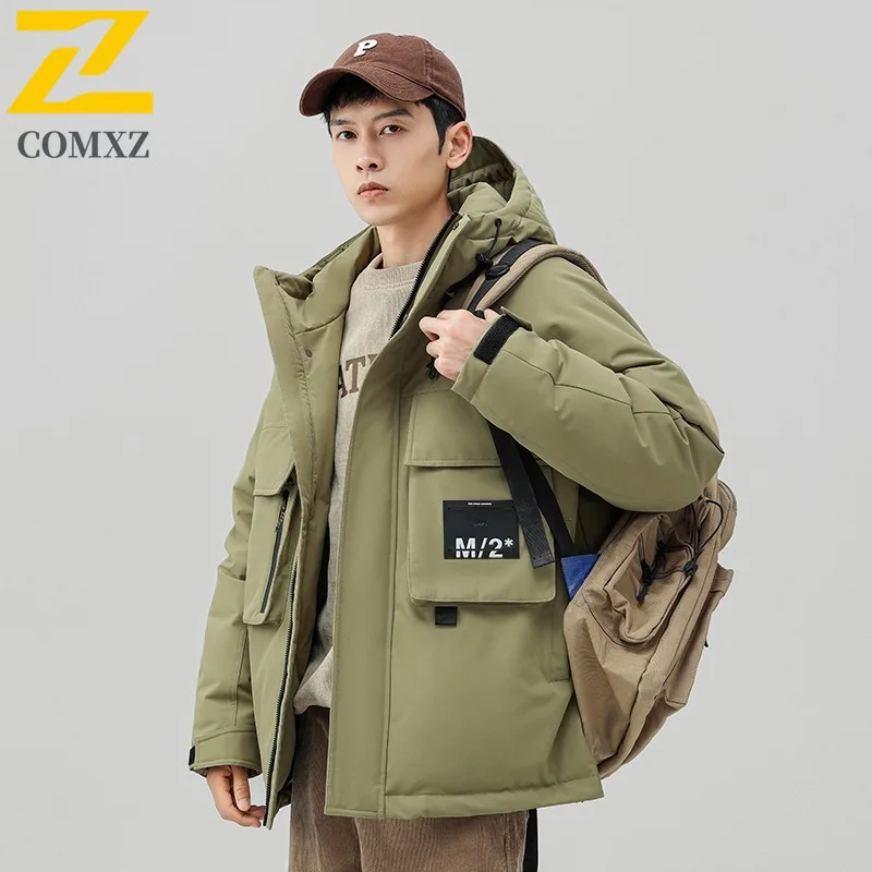 

COMXZ морозостойкий пуховик, водонепроницаемая толстая модная лыжная подкладка, пальто, 2025 г., снежная минималистичная зимняя куртка, мужская одежда