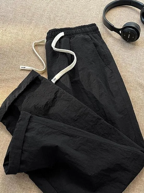 

Cotton Linen Men's Summer Thin Casual Pants Straight Loose Long Trousers Linen Men's Wide Leg Sports Pants Breathable Elastic