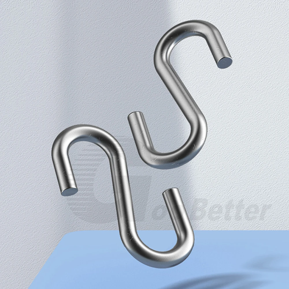 1-50Pcs S Shaped Hanging Hooks M2 M3 M4 M5 M6 M8 M10 304 Stainless Steel Hooks Kitchen Bathroom Bedroom Cap Hanger