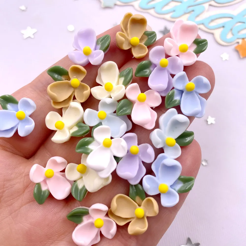 30Pcs Mixed Resin 15mm Colorful Butterfly Orchid Flatback Flower Stone Scrapbook Wedding Applique DIY Jewelry Crafts Accessories