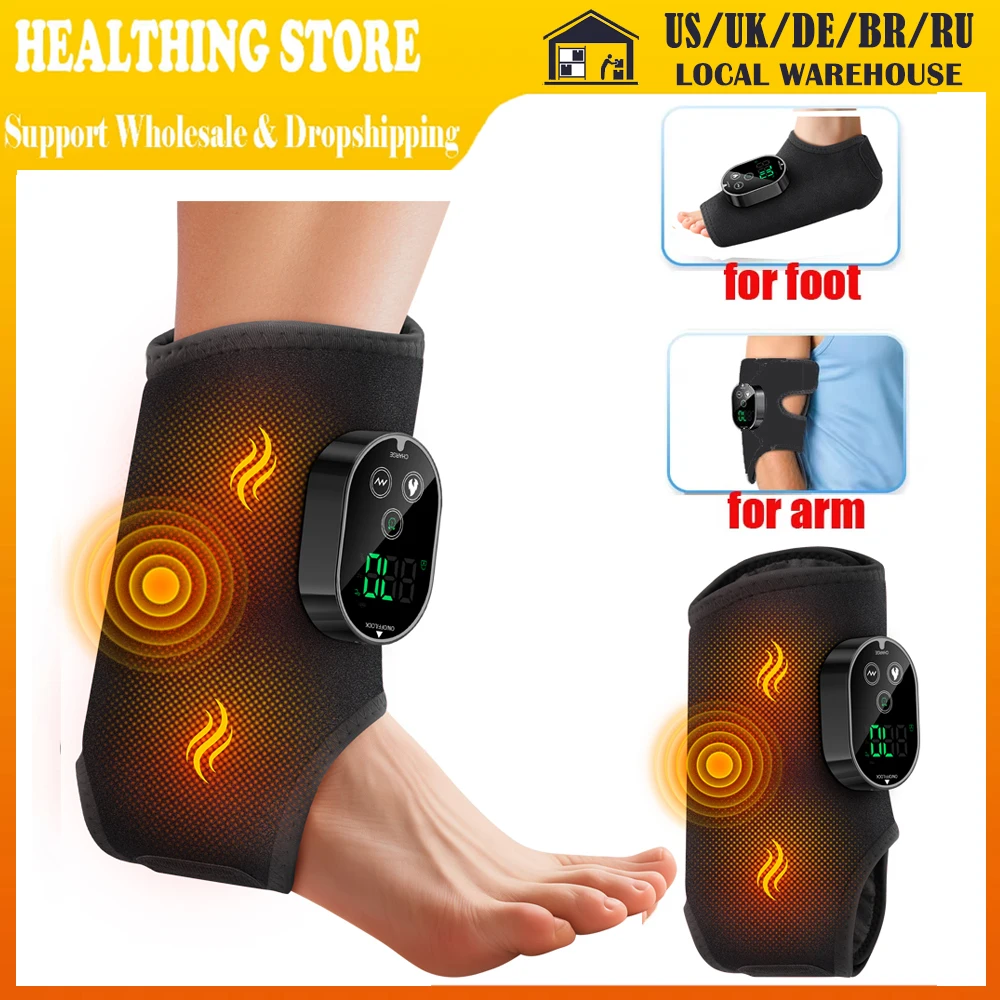 

Electric Heating Ankle Guard with 5 Levels Hot Compress Vibration Massage Rechargeable Wrist Ankle Brace Hand Foot Protection