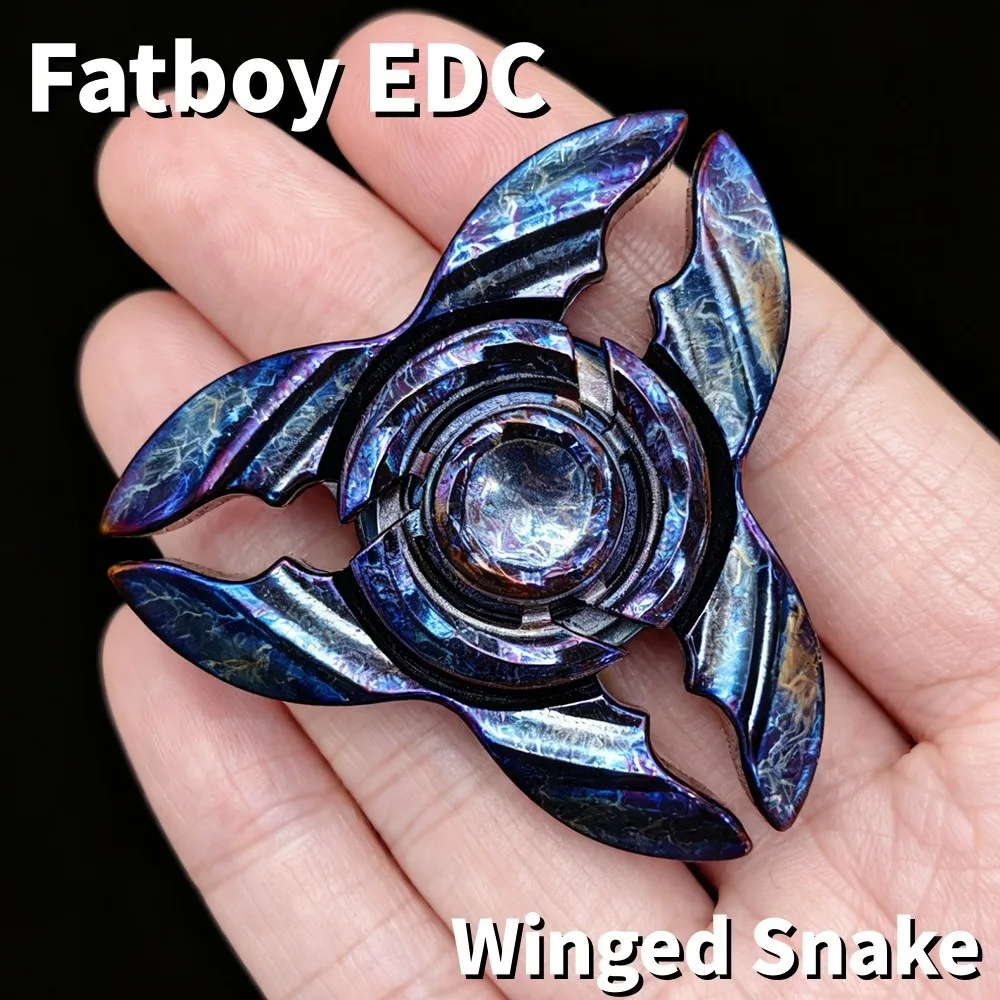 FatboyEDC Winged Snake Fidget Spinner Stress Relief Toy Fidget Toys For Adults Storm Titanium Three-Bladed Fidget Spinner