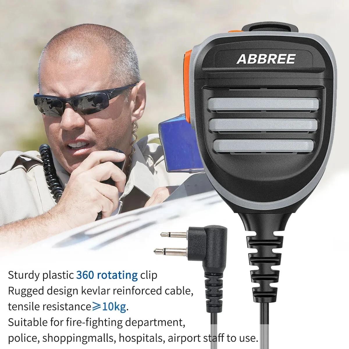 

ABBREE AR-780 2-контактный PTT динамик микрофон M штекер для Motorola Walkie Talkie GP68/GP88/GP300/CT150/P040 HYT TC-500 любительская радиостанция