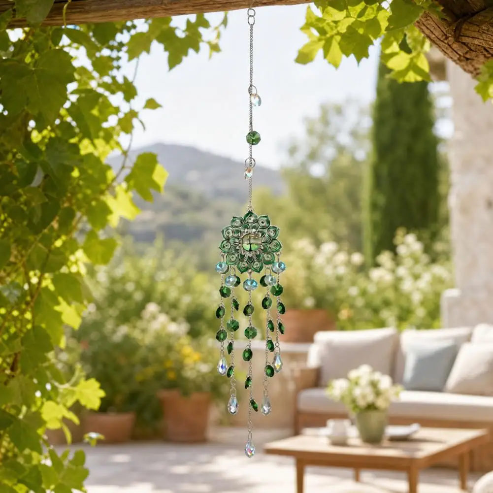 Heilender Lichtkristall Sonnenfänger Fensterdekoration Blumen-Windspiel Glasprisma-Anhänger für Heim, Terrasse, Garten Deko Geschenk