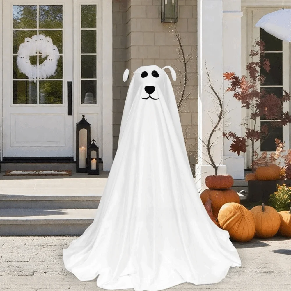 Remote Control LED Lights Ghost Dog Halloween Decor Weather Resistant Material Soft LED Lights Outdoor Lighted Ornament Reusable
