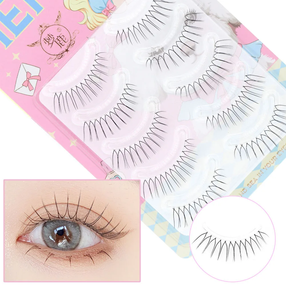 Fada em forma de U cílios postiços, reutilizável Lash Extensão, hastes transparentes, maquiagem olho coreano, 5 pares, novo