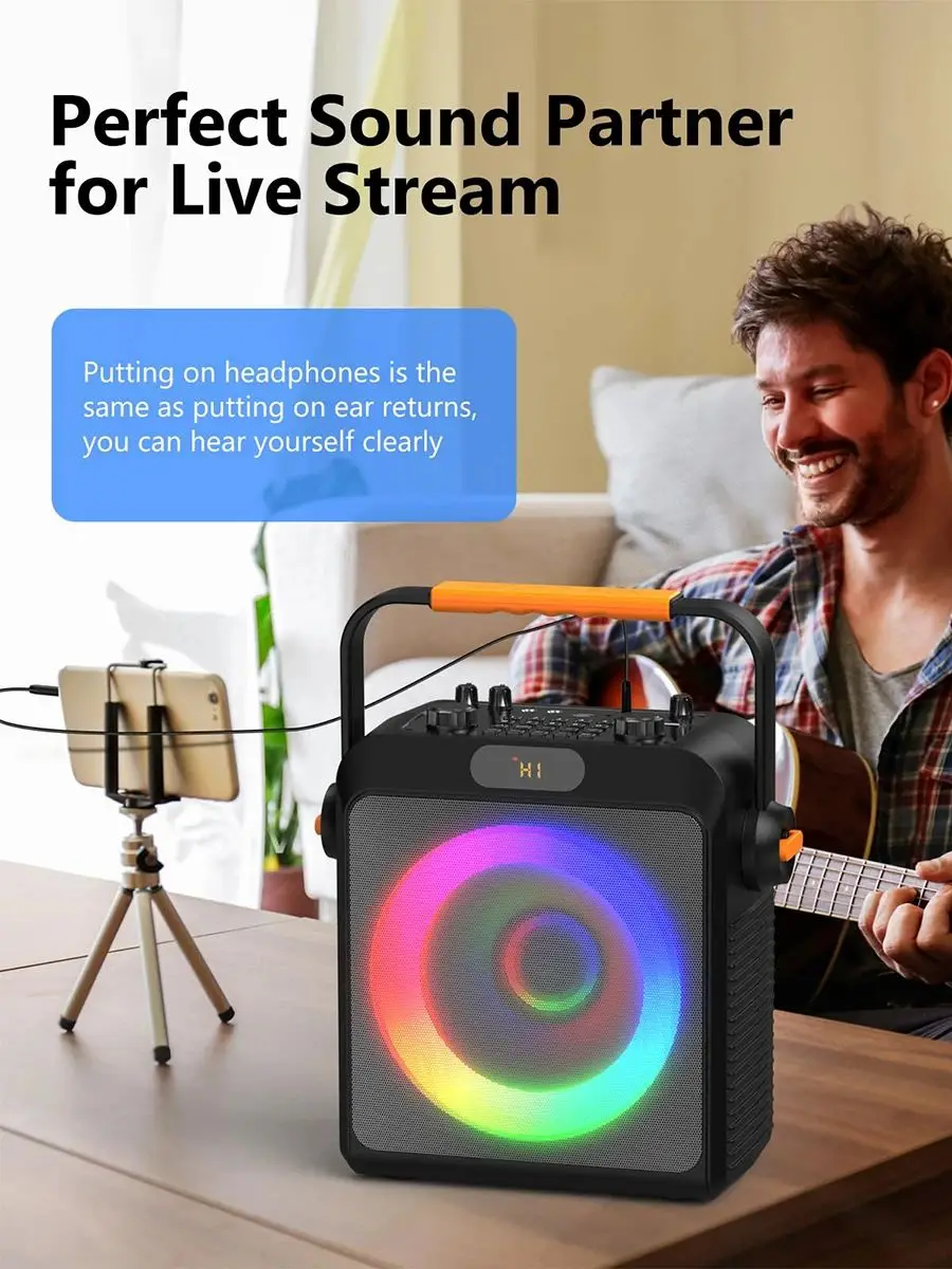 

T19 Jyx High Power Karaoke Bluetooth Speaker Music Rhythm Light 360-Degree Stereo Surround Wireless Subwoofer with Dual Microphone
