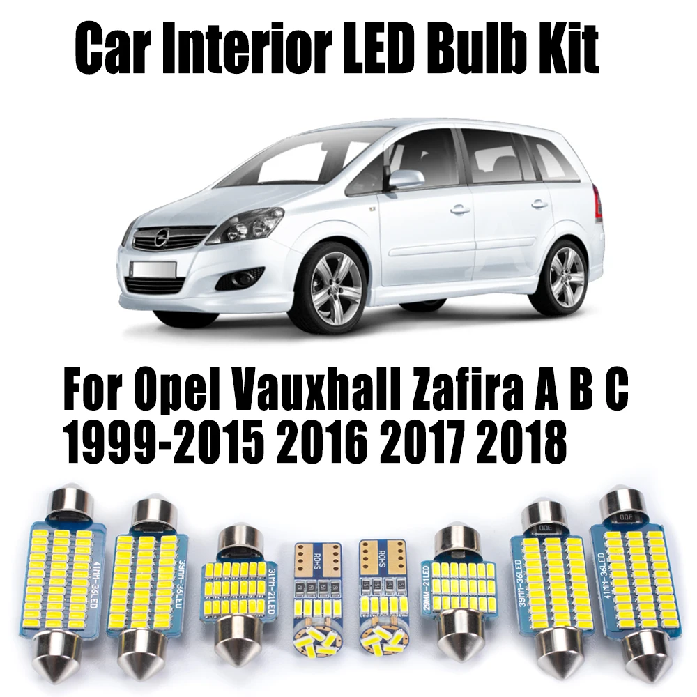 

Комплект внутреннего освещения LED Canbus для Opel Vauxhall Zafira A B C 1999-2017 2018, автомобильная внутренняя карта, купольная лампа для чтения, автомобильные аксессуары