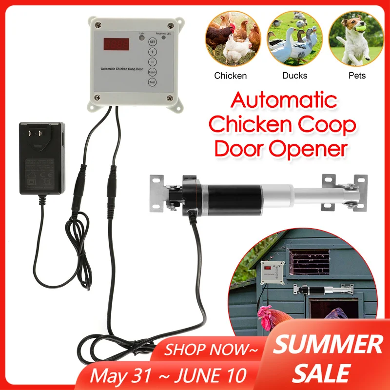 

Automatic Chicken Coop Door Opener Controller Kit Electric Timing Opener + Light Sensor Auto Farm Duck Goose Pets House Opener