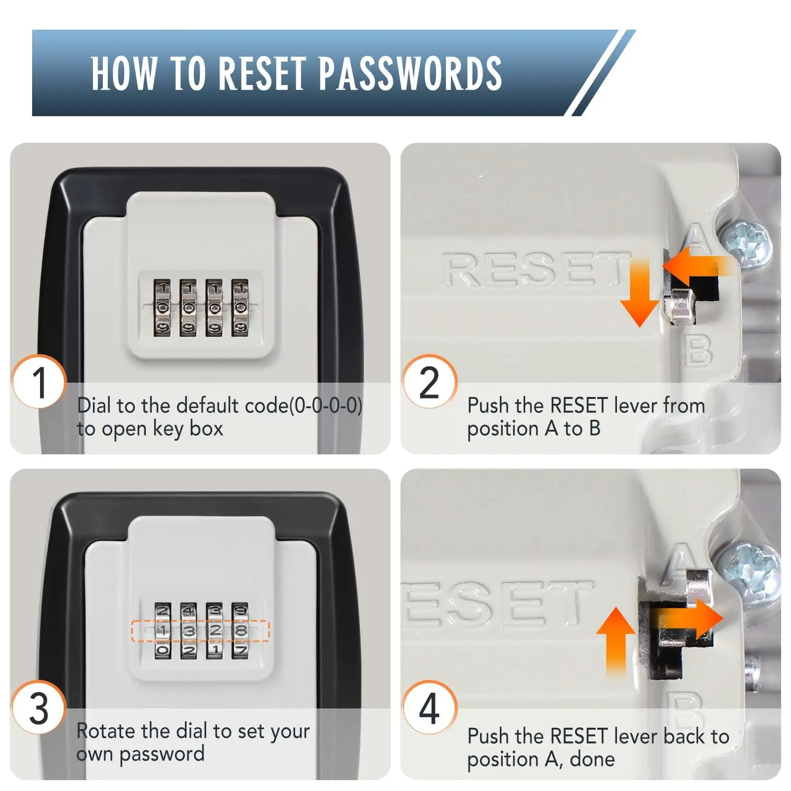 Alloy Security Key Box with 4 Digit Code Waterproof and Rust Proof Wall Box for Keys Cards Key Wall Mounted Capacity Key Safe