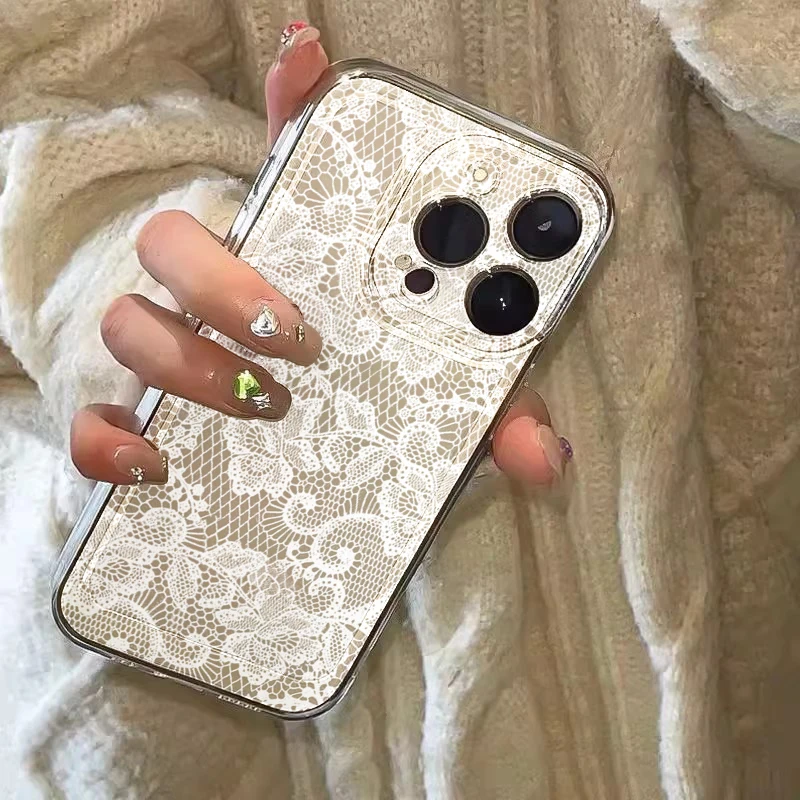 New Black White Lace Phone Case for Samsung Galaxy S26 S25 Ultra S24 Plus A57 A37 A17 A56 A16 A36 A54 A55 S21 S23 FE S22 Cover
