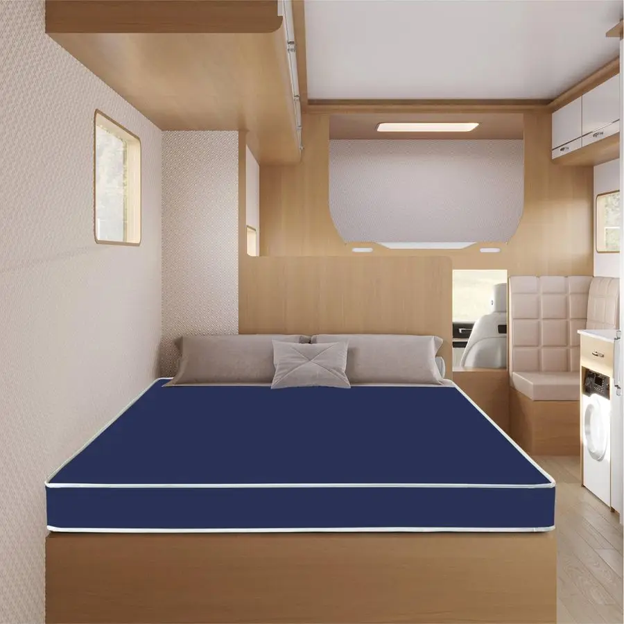 4インチ中程度の硬さの耐水性フォームビニールマットレス、お手入れ簡単、快適でノイズフリー、72 x 30、ブルー