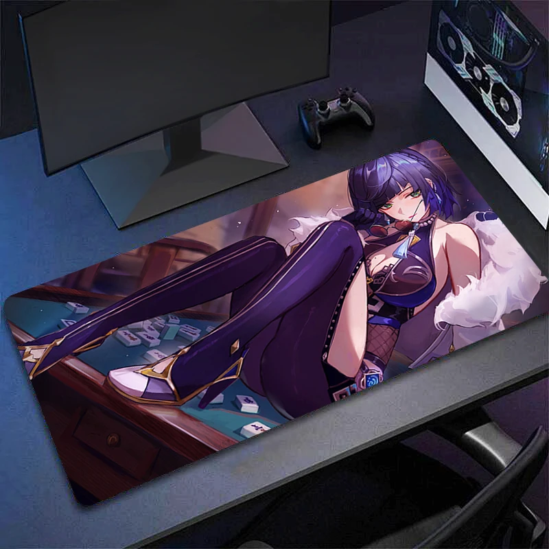 

Gaming Mouse Pad Genshin Impact Yelan New HD Pc Home Mousepad XXL Keyboard Pad Non-Slip 90x40 Office Carpet Laptop Mice Pad Gift