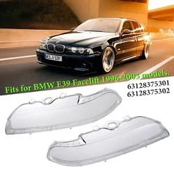 자동차 헤드라이트 전등갓 커버, BMW E39 페이스리프트 1996-2003 63128375301 63128375302 헤드램프 렌즈 커버, 2 개