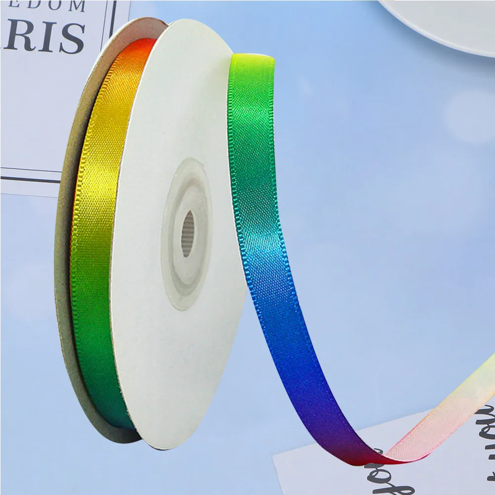 

1 рулон радужной ленты из премиального дакрона, полиэстеровая лента для упаковки подарков, 22 м длиной, 4 см шириной, гладкая, приятная для кожи, для декора тортов и цветов