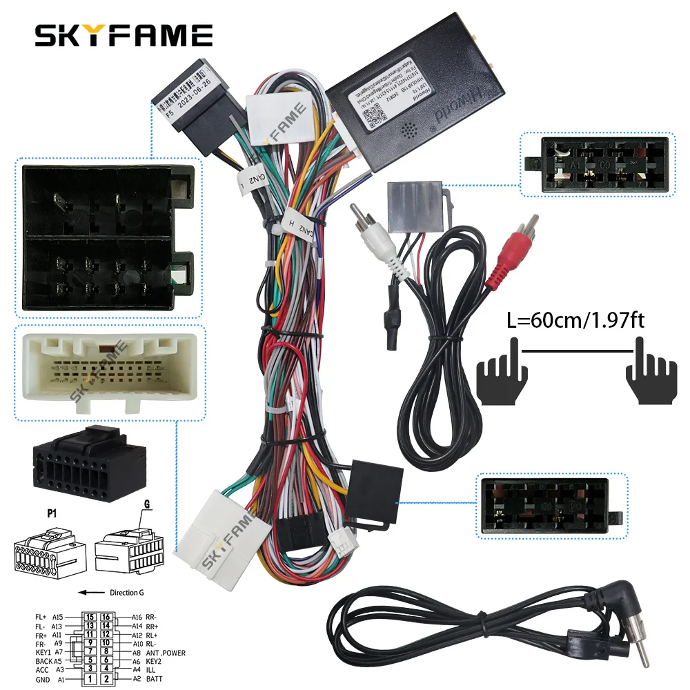Skyfame adaptador de cablagem de carro, 16 pinos, caixa canbus, decodificador para renault megane 3 koleos fluence lnf1.10 lnf1.11 g-renault-rz-57