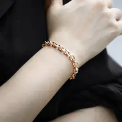 7mm Bracelet For Women Girls 585 Rose Gold Color Cable Link Woman Bracelet Fashion Jewelry Gifts 20cm CB45