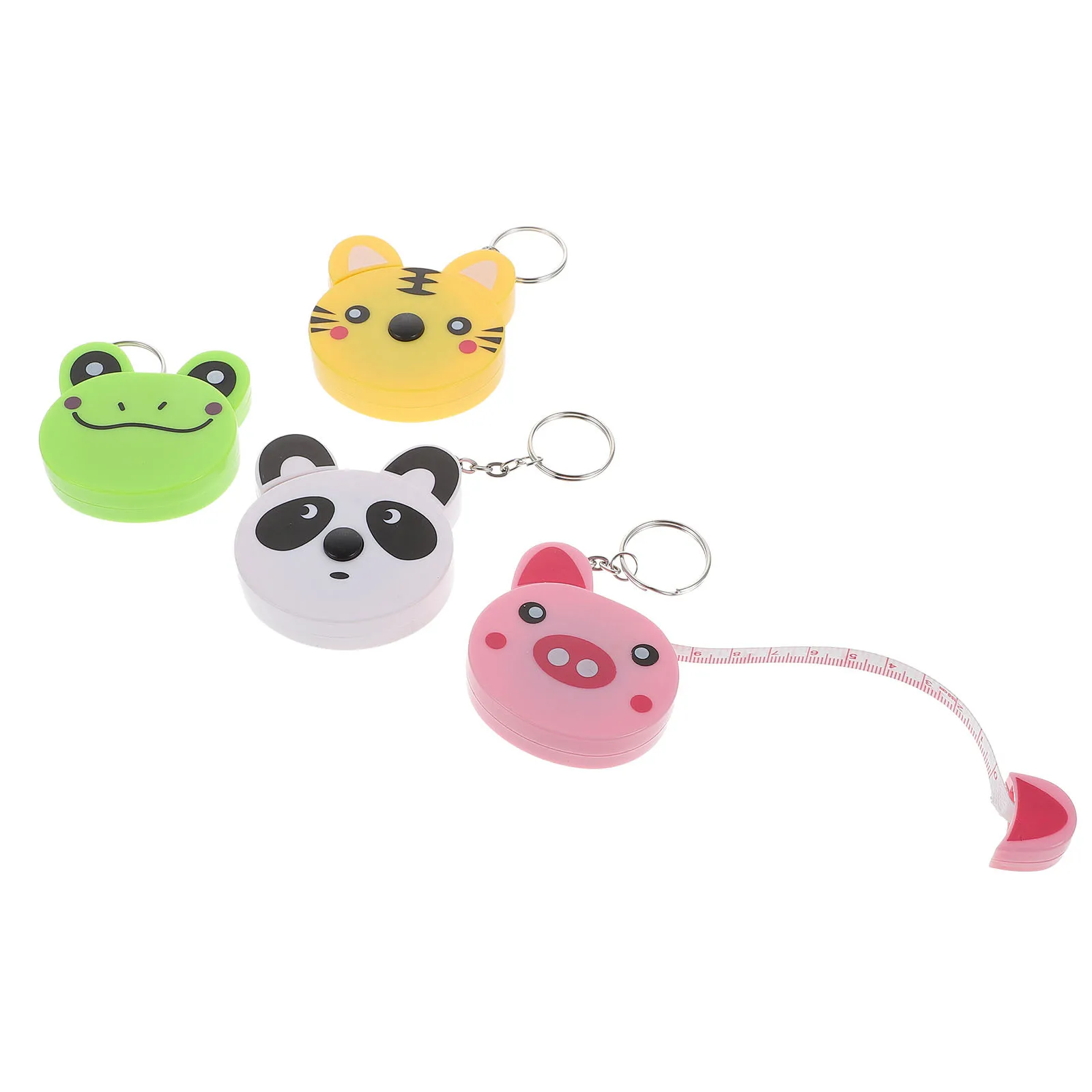 

4Pcs Portable Animal Shape Tape Measure Retractable Cartoon Plastic Material 150cm Durable Tapeline for Sewing Carpentry