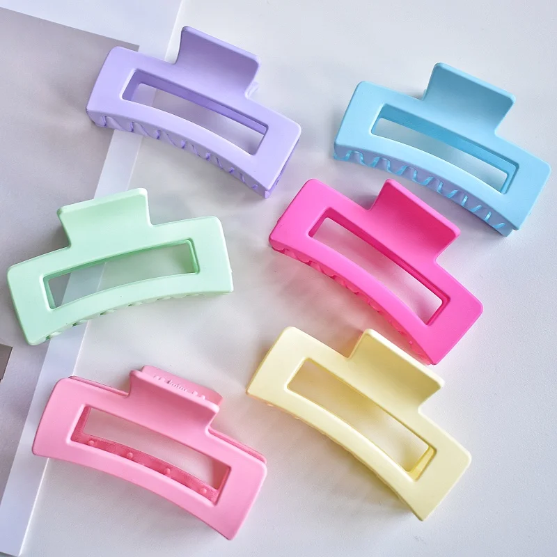 6-piece Women\'s Multicolor matte frosted plastic rectangular grab clip for all hair lengths and sizes Holiday Gift hairstyles no