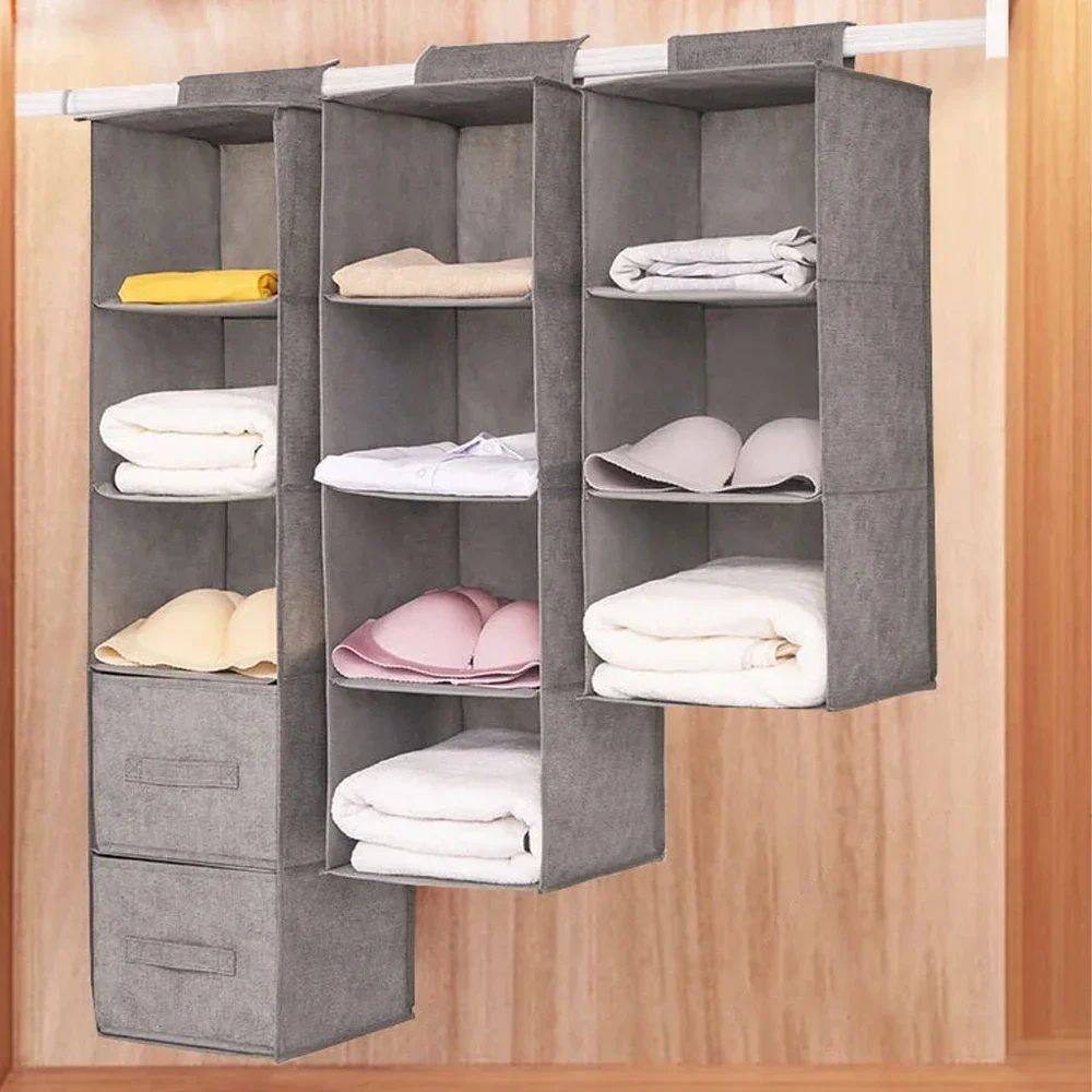 3/4/5 Layer Portable Wardrobe Hanging Storage Bag Drawer Style Wardrobe Organizer Box Washable Storage Box