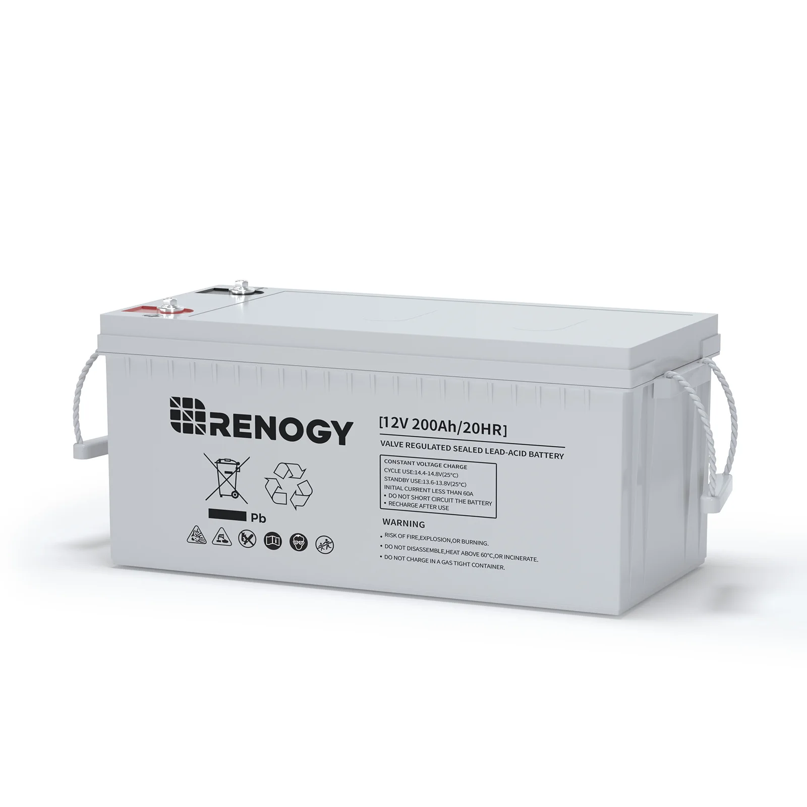 Renogy Deep Cycle AGM Battery 12 Volt 200Ah, 3% Self-Discharge Rate, 2000A Max Discharge Current, Safe Charge