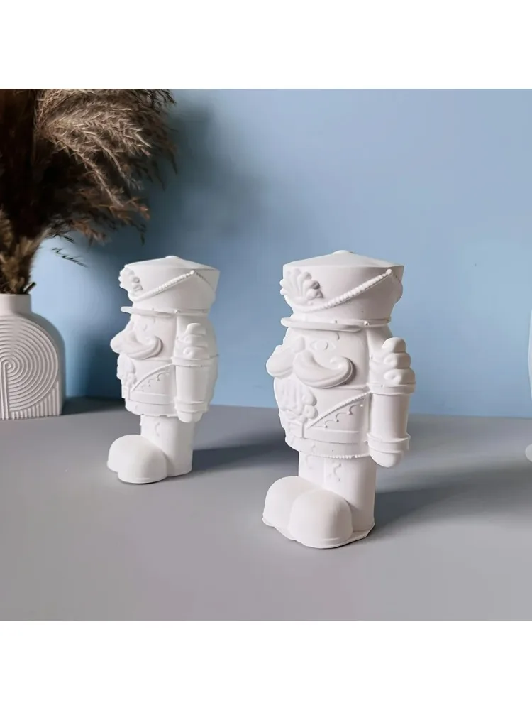 Forma silikonowa DIY na ozdoby 3D Dziadka do Orzechów, narzędzie do odlewania świec, gipsu, cementu, figurki króla, wosku do rękodzieła DIY — 2