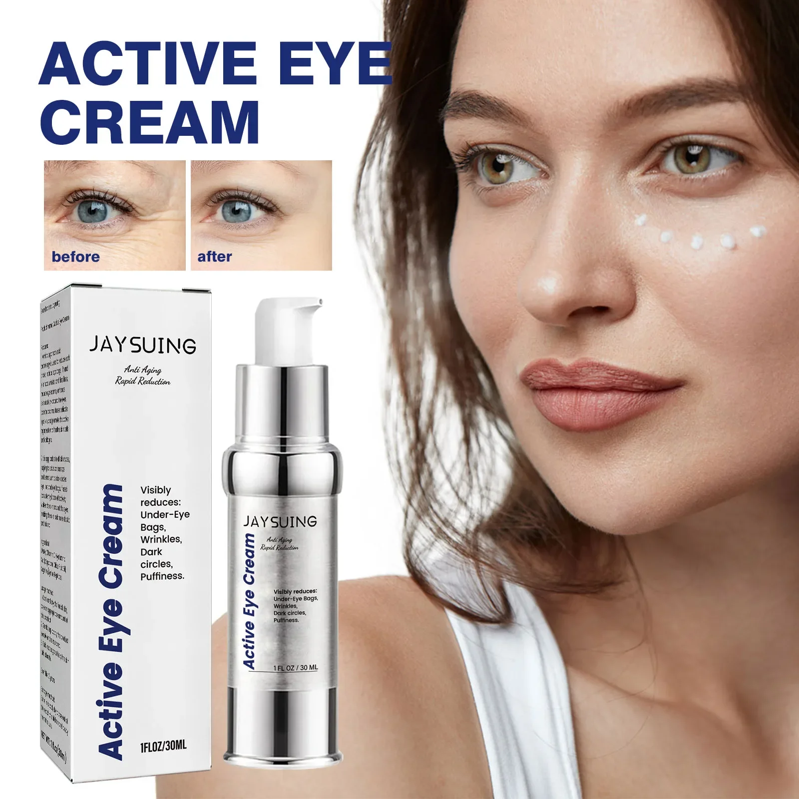 

Eye Bags Cream Hyaluronic Acid Fade Fine Line Anti Aging Remove Dark Circle Fat Granule Puffiness Moisturizing Firming Eye Cream