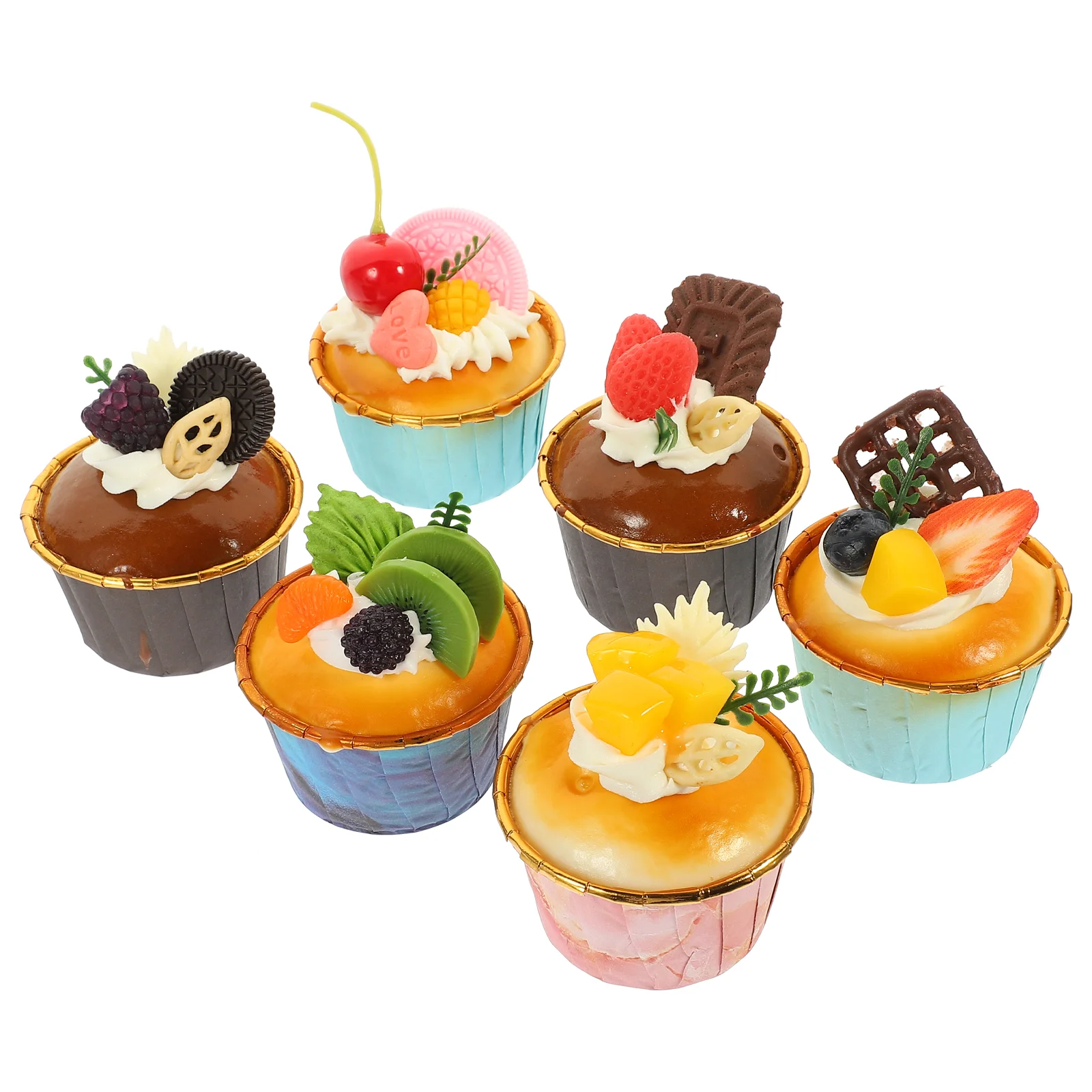 6 Pcs Cake Model Artificial Cakes Home Decors Top Hat Delicate Models Simulation Dessert PU Material Shop Decoration Store