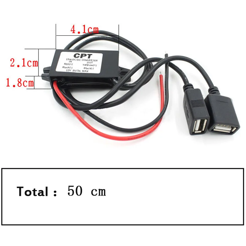 12v To 5v Car Charging Dual Usb Buck Adapter Navigator Tachograph On-board Power Converter