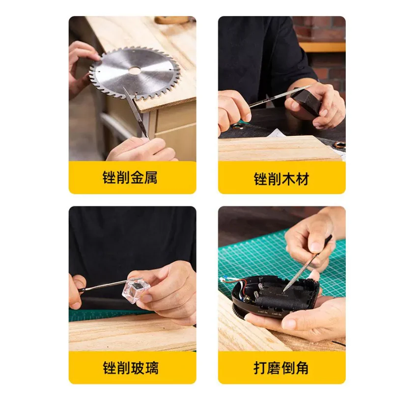 Diamond mixed file 6-piece set woodworking file grinding tool PVC dipping handle