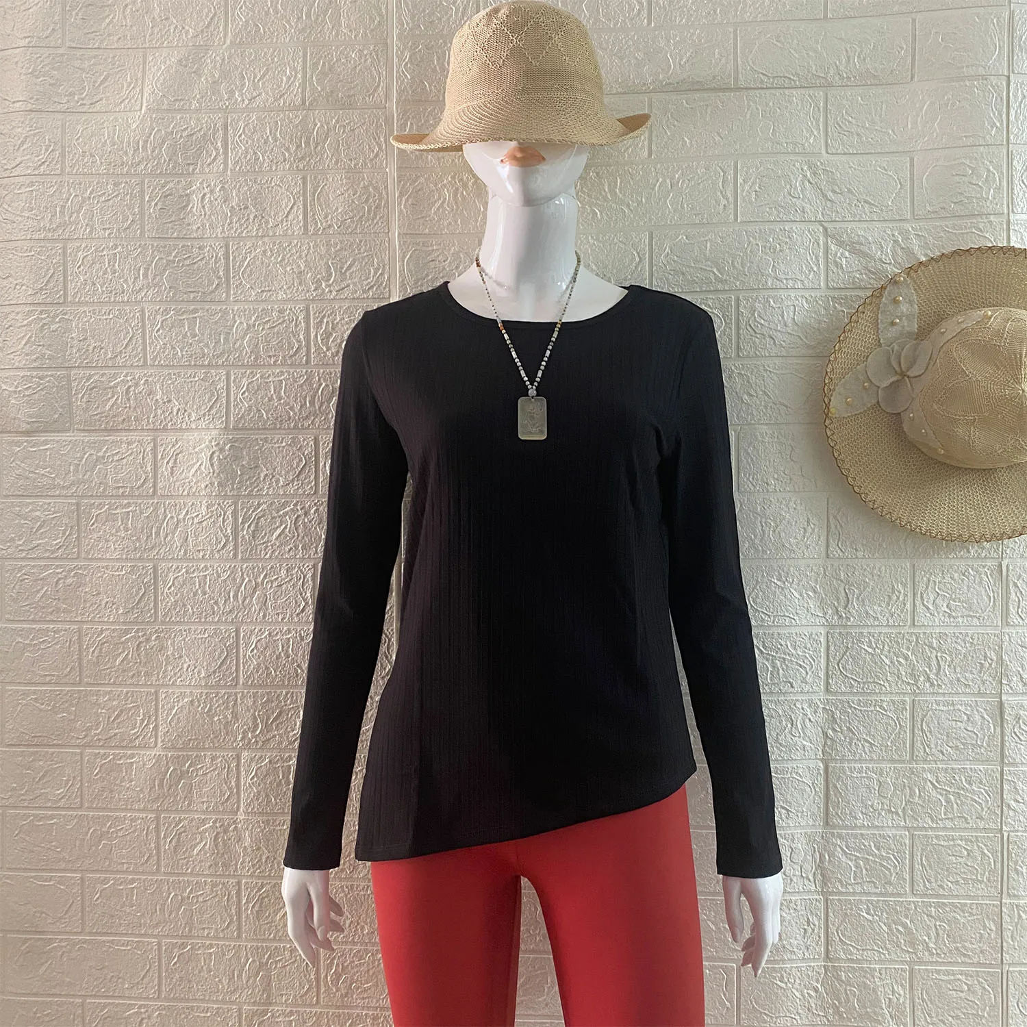 

Qumor New Arrival Ribbed Sports Top Women's Long-sleeved Slim Slimming Breathable Round Neck Yoga Running Fitness Clothes