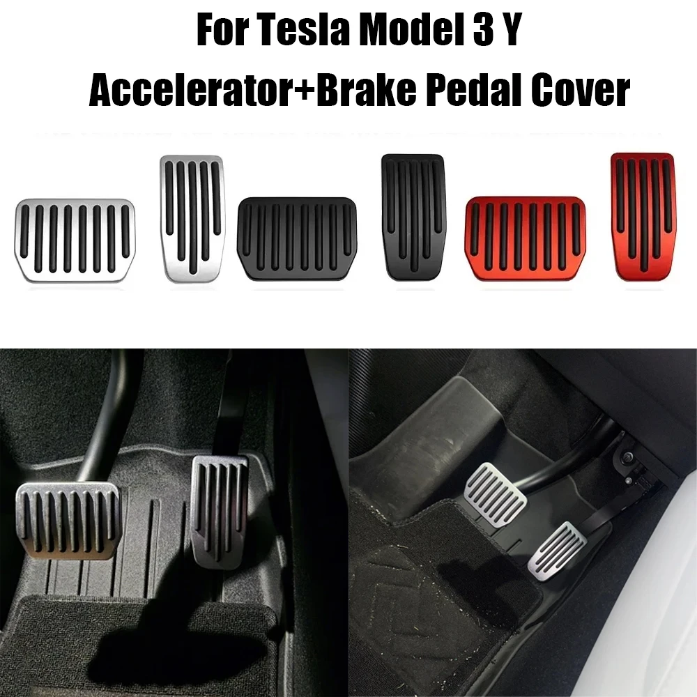 For Tesla Model 3 Highland & Model Y Juniper 2024-2026 Stainless Steel Anti-Slip Pedal Covers Brake Accelerator Foot Pads