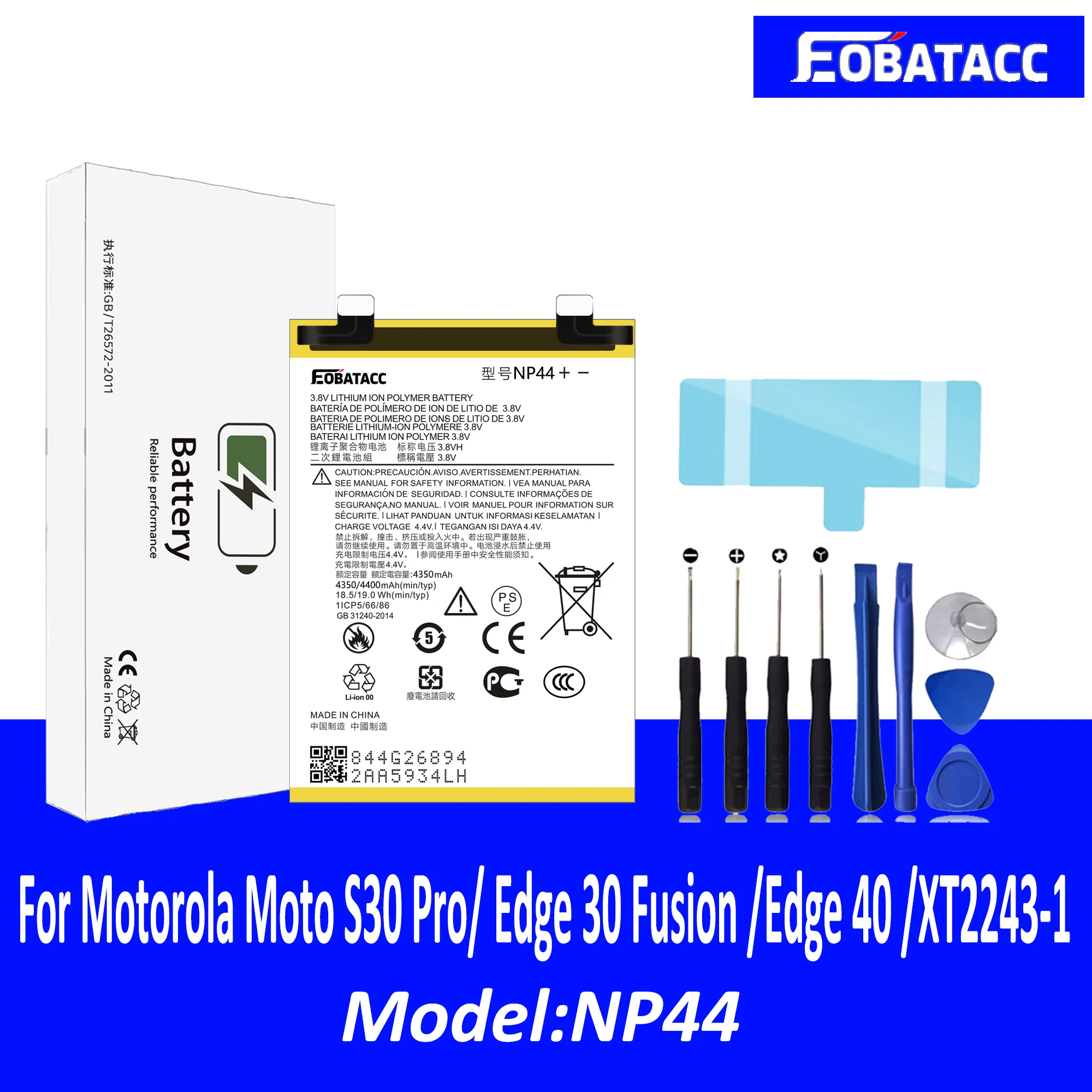 EOTABACC 100% New Original Battery NP44 For Motorola Moto S30 Pro/ Edge 30 Fusion /Edge 40 /XT2243-1 Battery +Tools